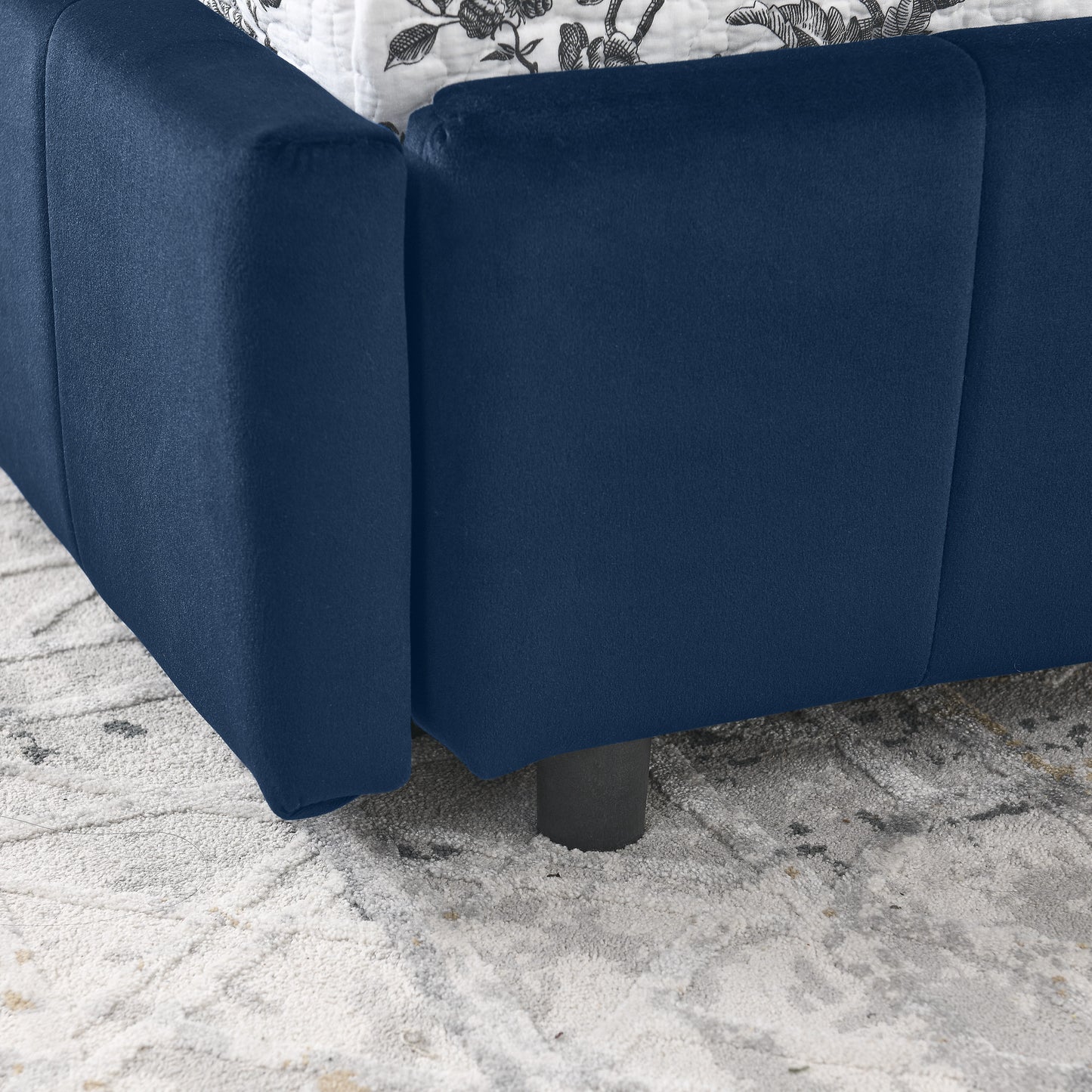 Full Size Storage Upholstered Tufted Bed Frame, Sofa Bed Frame with Comfortable Backrest and Armrests, Full Size Bed for Bedroom, Living Room,Velvet, DARK BLUE(80.5''*59''*29.5'')