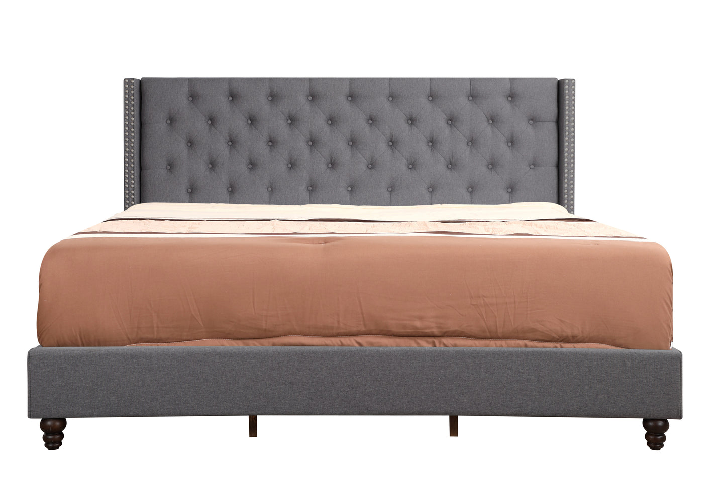 Transitional King Upholstered Bed In Gray