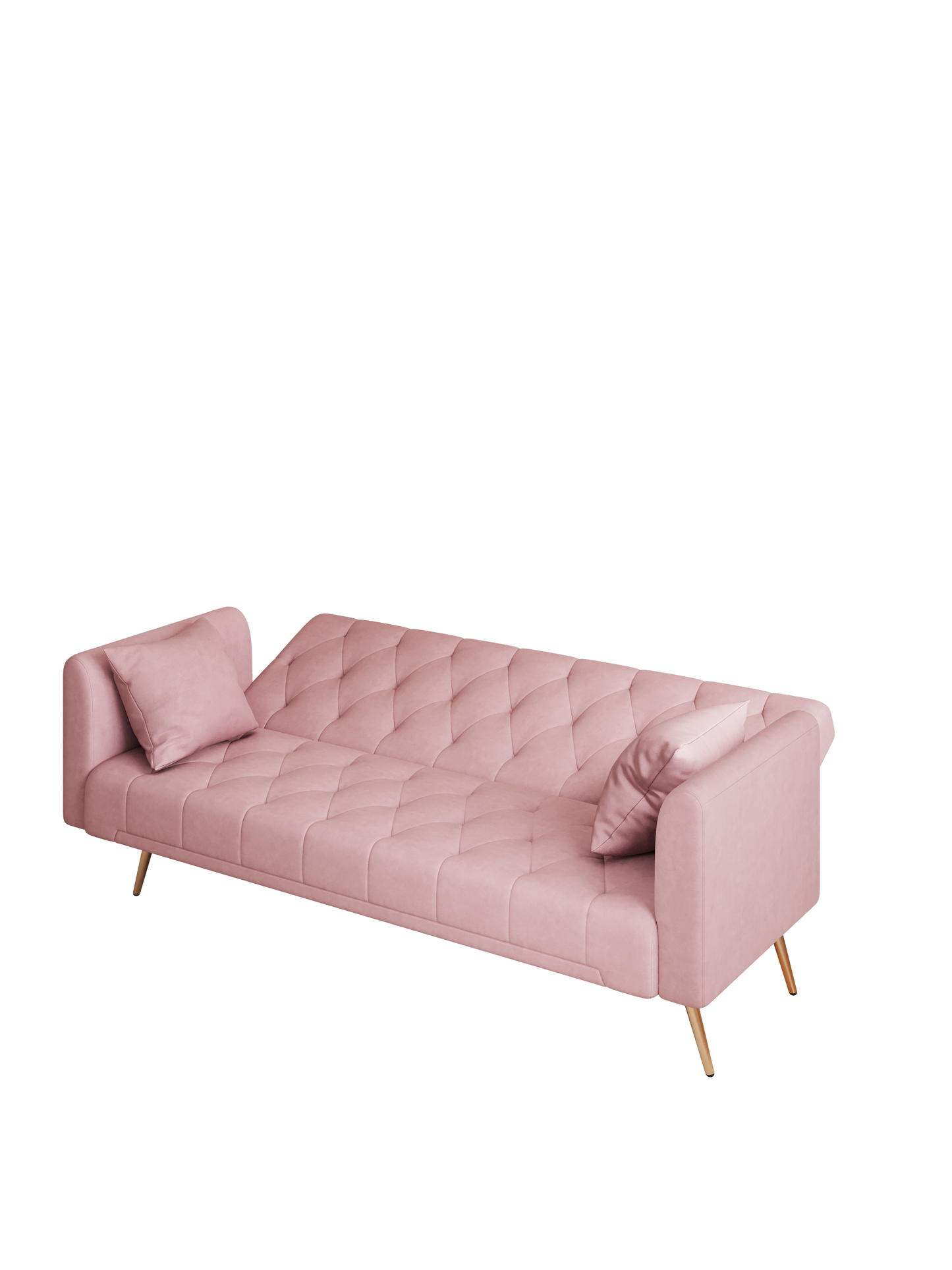 71 inch convertible love seat sofa, American retro pink velvet, suitable for small living room, bedroom, office