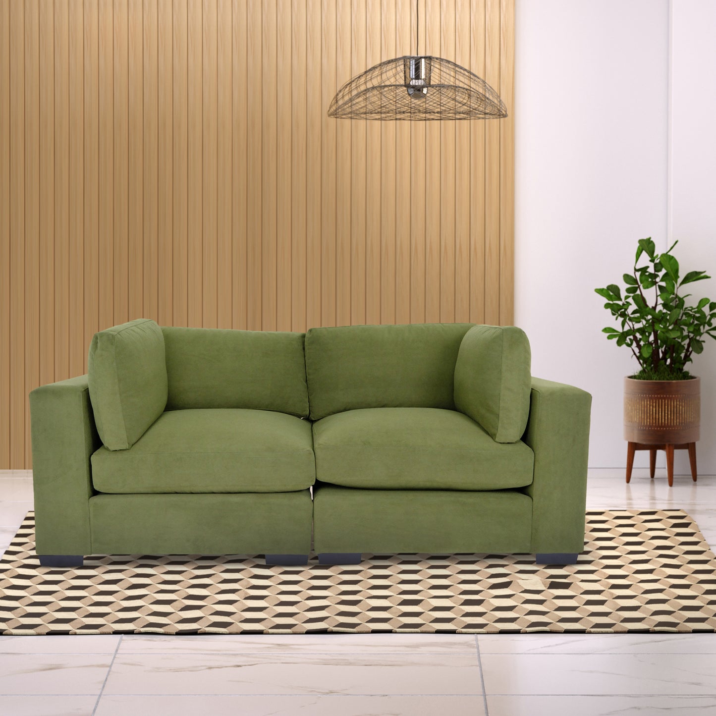 Forest Green Loveseat Sofa for Living Room, Modern Décor Love Seat Mini Small Couches for Small Spaces and Bedroom with Solid Wood Frame (Polyester)