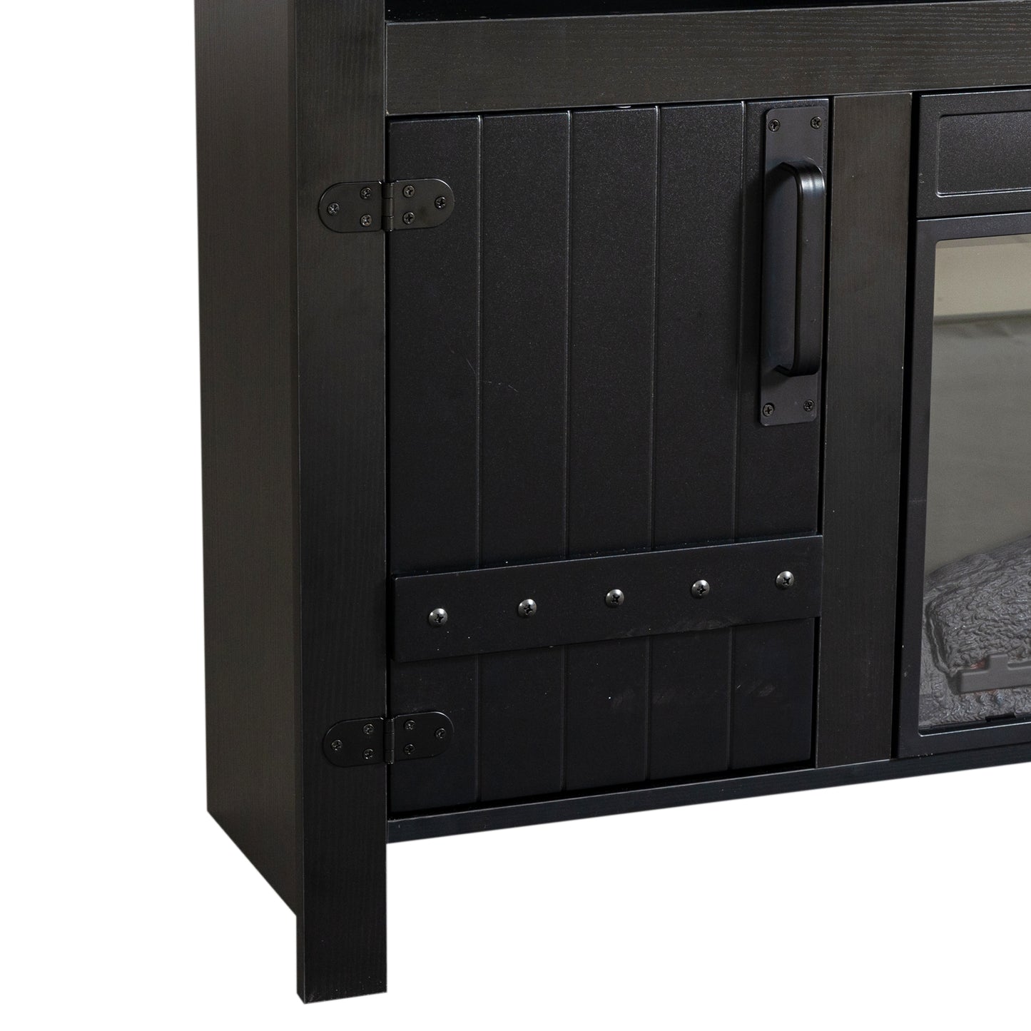 TVstandTVcabinet,media console,storage cabinet,entertainment center,with electronicfireplace and remote control,using the latest infrared heating technology,electronic flame beautiful,safe color:black