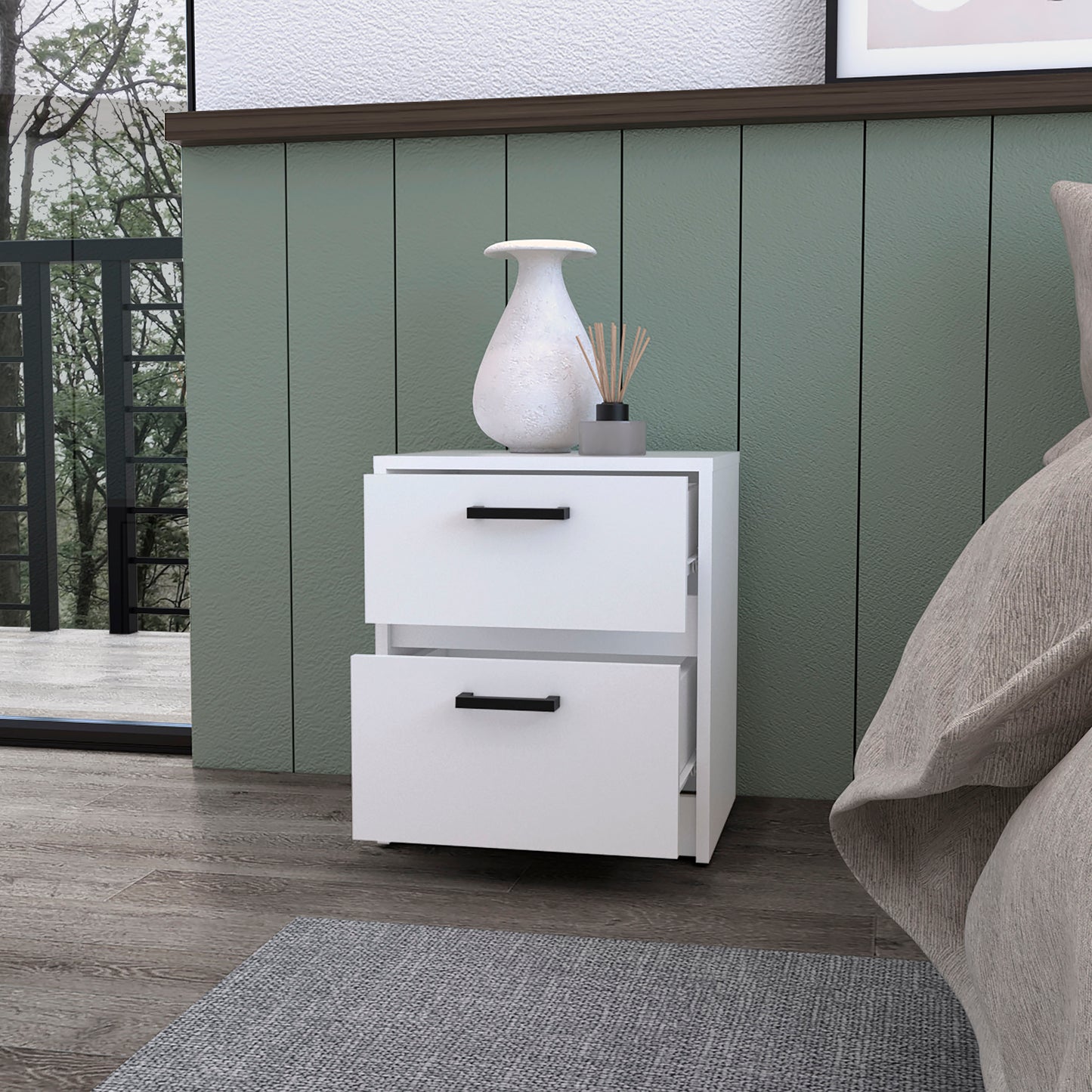 White 2-Drawer Nightstand