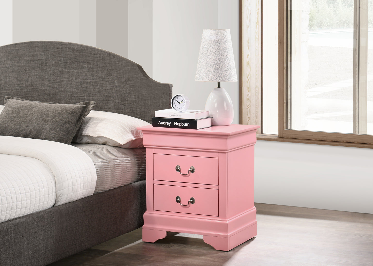 Charming Pink Traditional Nightstand