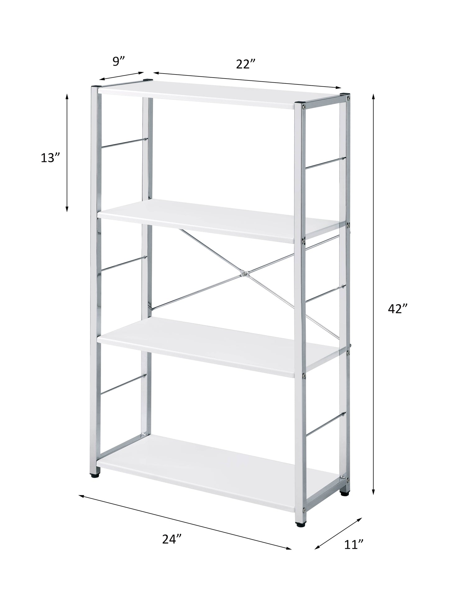 Tennos White & Chrome Finish Bookshelf