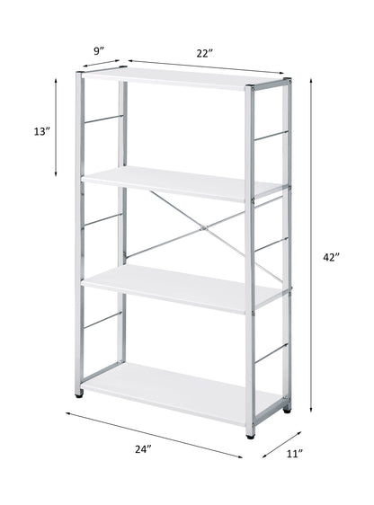 Tennos White & Chrome Finish Bookshelf