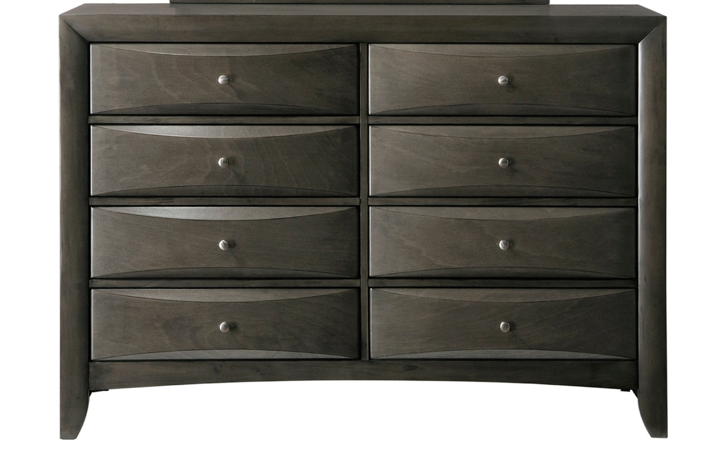 1Pc Contemporary 8 Drawer Dresser Gray Finish Solid Wood Wooden Bedroom Furniture