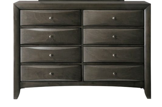 1Pc Contemporary 8 Drawer Dresser Gray Finish Solid Wood Wooden Bedroom Furniture