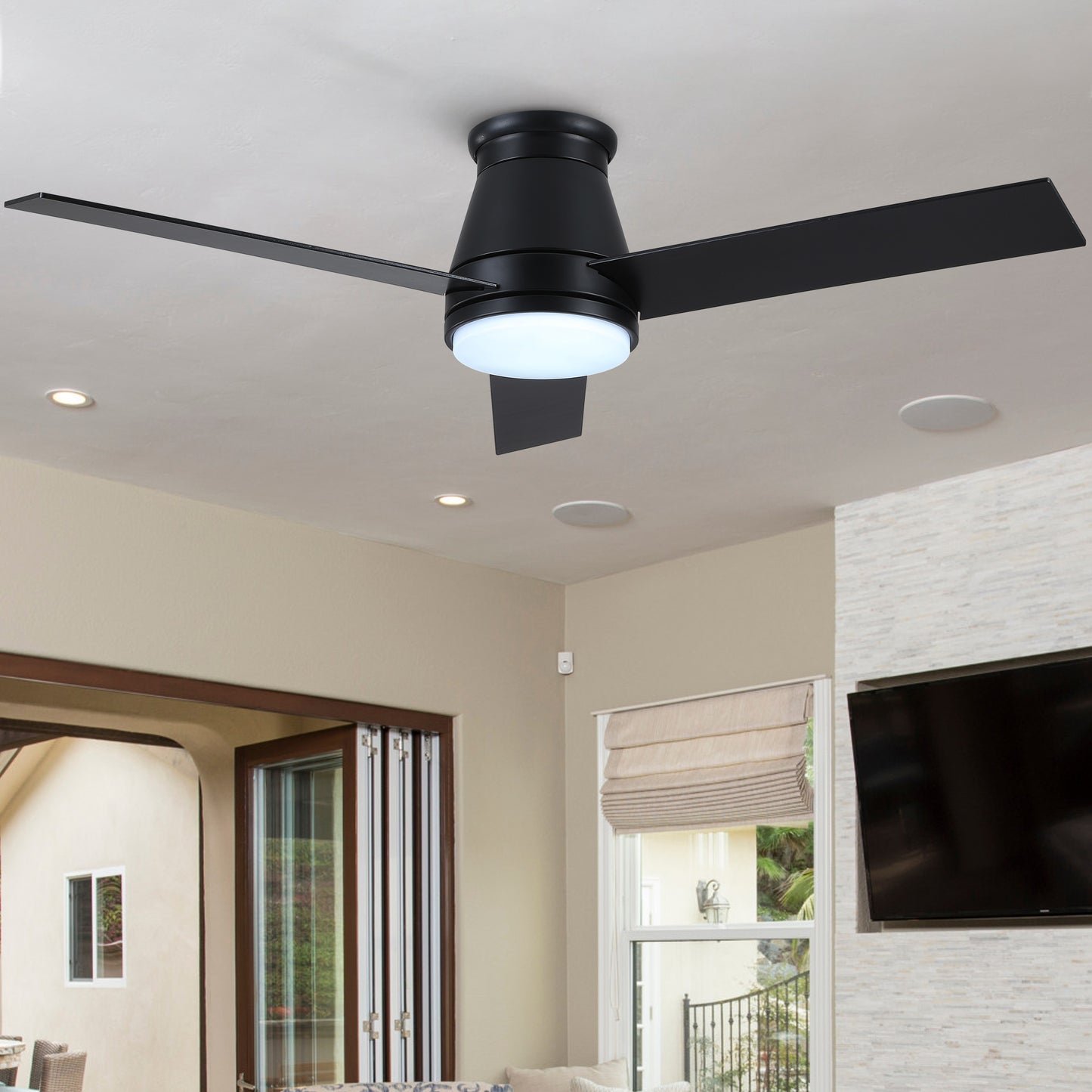 48" Black Lowe Profile Ceiling Fan with Light