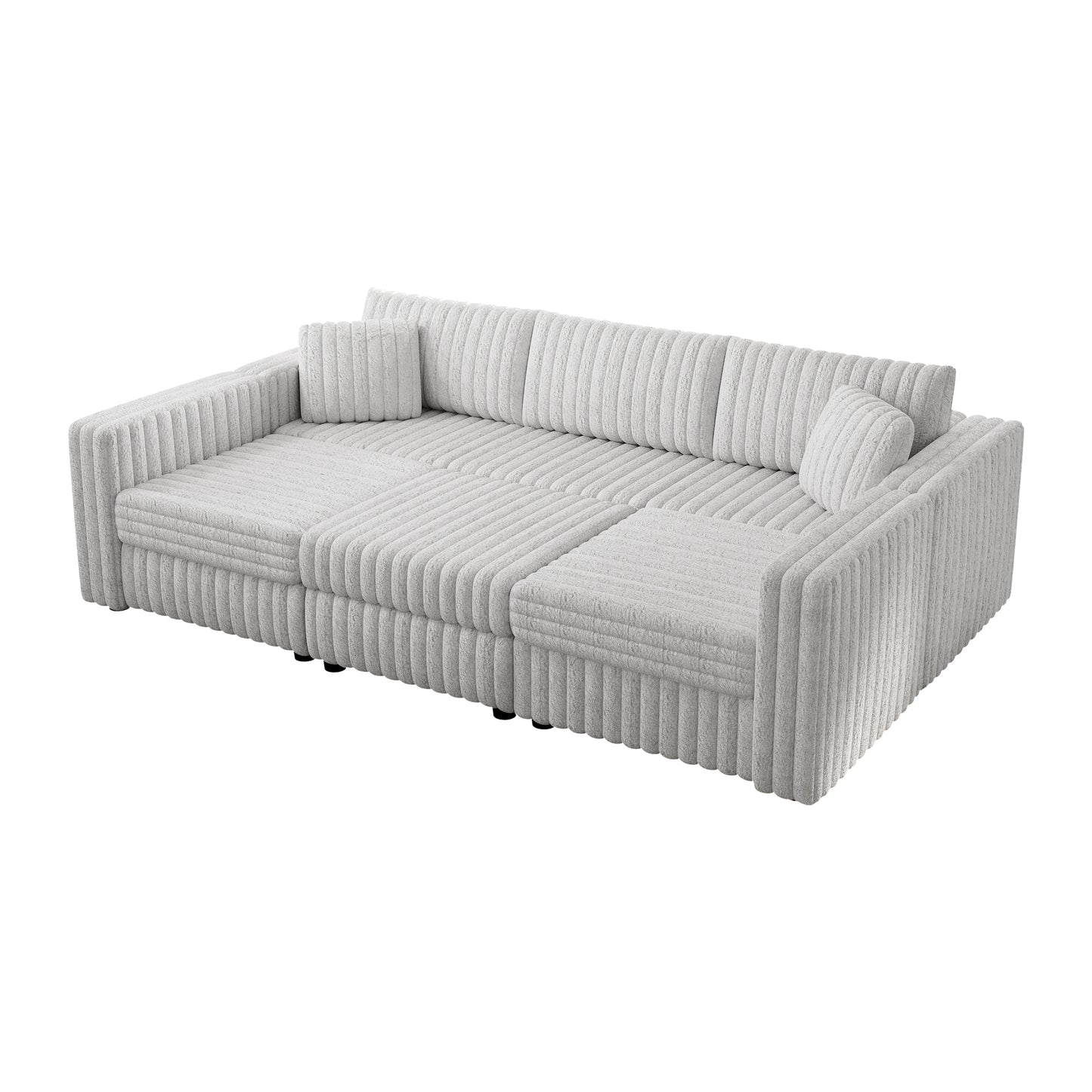 106.3" Soft  U-shaped 6-Person Sofa. Matches 30.7" Ottoman with Hydraulic Lift. Comfortable & Stylish. For Bedroom & Living Room. Light Gray. Modern Furniture. Modular Design.