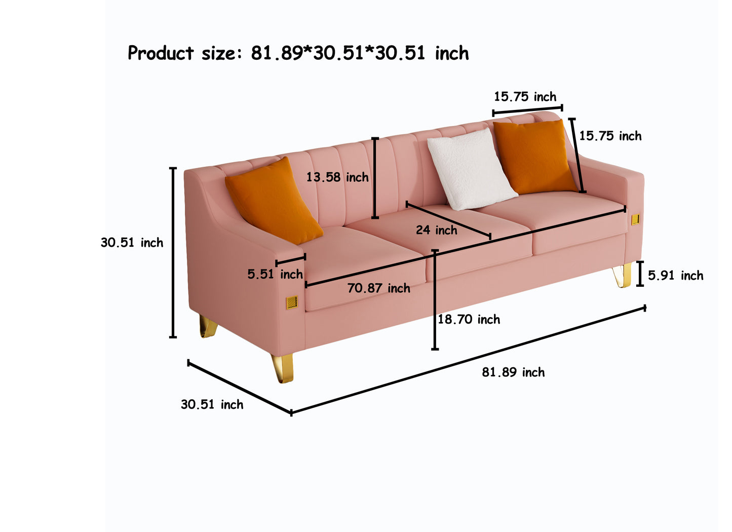 LIVING ROOM  SOFA  2 PIECES  LOVE SEAT AND SOFA  SET WITH PINK VELVET