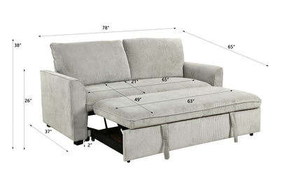 78 Inch 3 in 1 Convertible Sleeper Sofa Bed, Modern Fabric Loveseat Futon Sofa Couch w/Pullout Bed, Small Love Seat Lounge Sofa w/Reclining Backrest, Furniture for Living Room,Light Grey