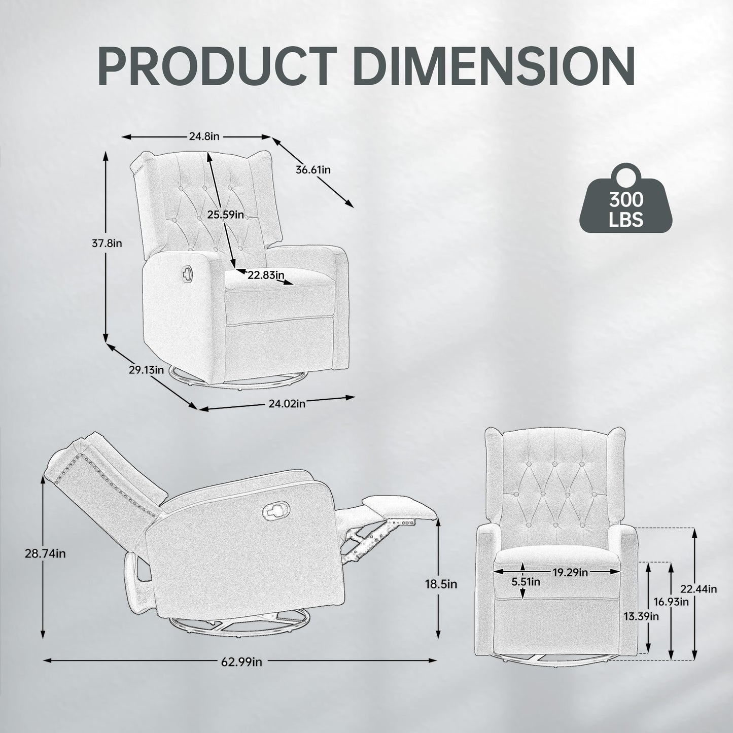 COOLMORE Rocking Recliner Chair,360 Degree Swivel Nursery Rocking Chair,Glider Chair,Modern Small Rocking Swivel Recliner Chair for Bedroom,Living Room Chair Home Theater Seat (White Teddy)