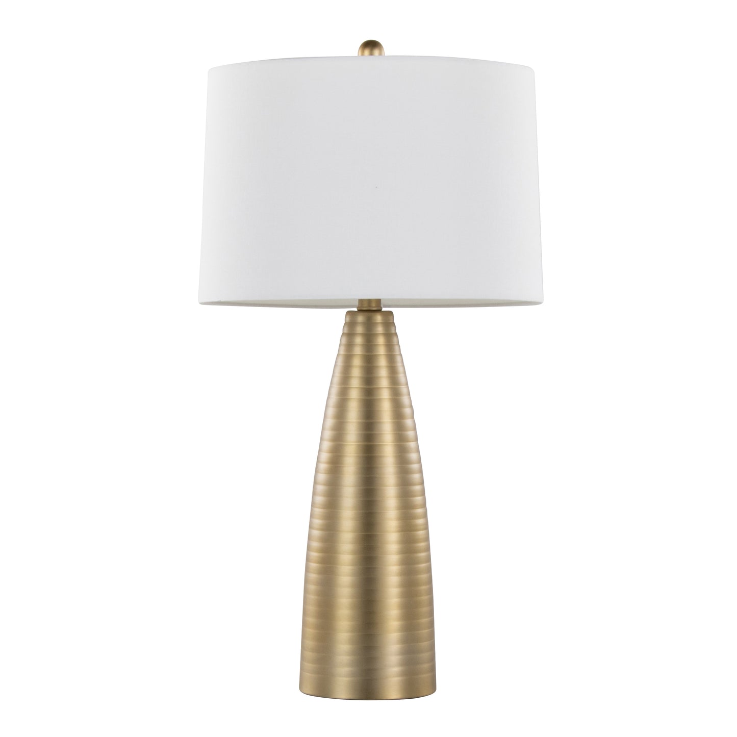 Maya 27" Contemporary Metal Table Lamp in Gold Metal with White Linen Shade from Grandview Gallery by LumiSource - Set of 2