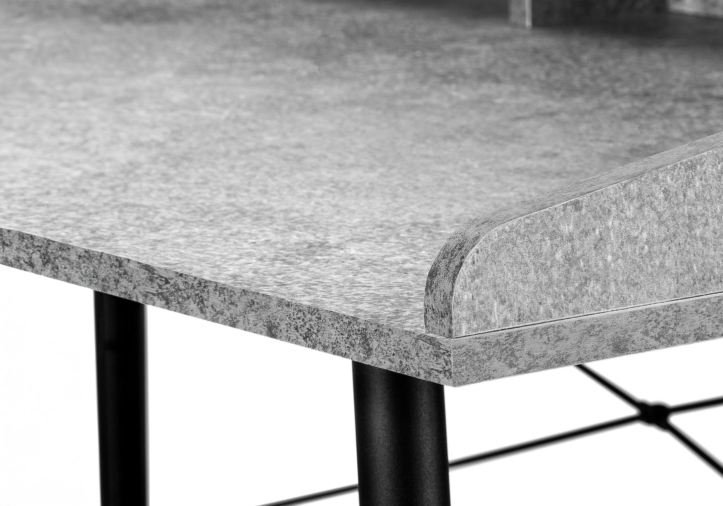 Computer Desk, Home Office, Laptop, Storage Shelves, 48"l, Work, Grey Stone Look Laminate, Black Metal, Contemporary, Modern