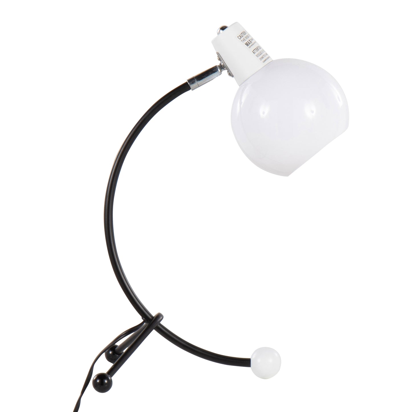 Eileen Contemporary Task Lamp in Black Metal and White Plastic Shade by LumiSource