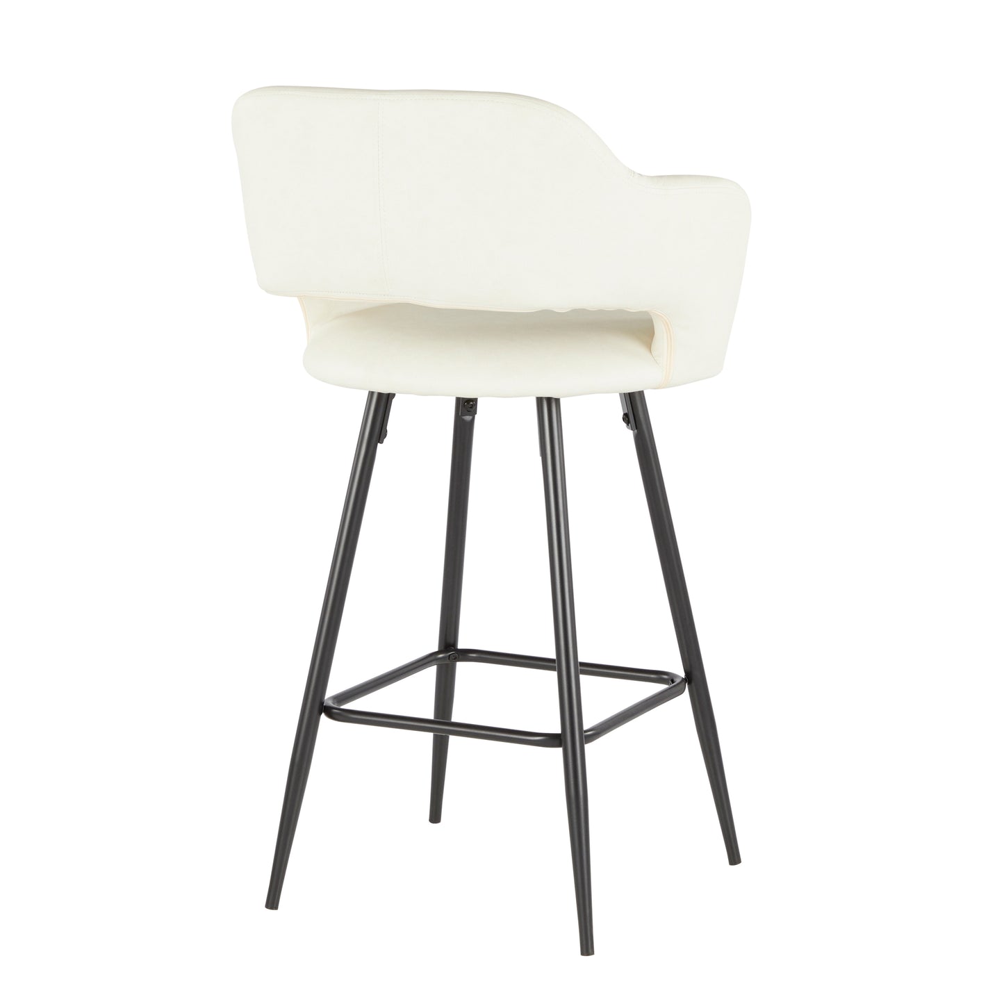 Margarite Contemporary Counter Stool in Black Metal and Cream Faux Leather by LumiSource - Set of 2