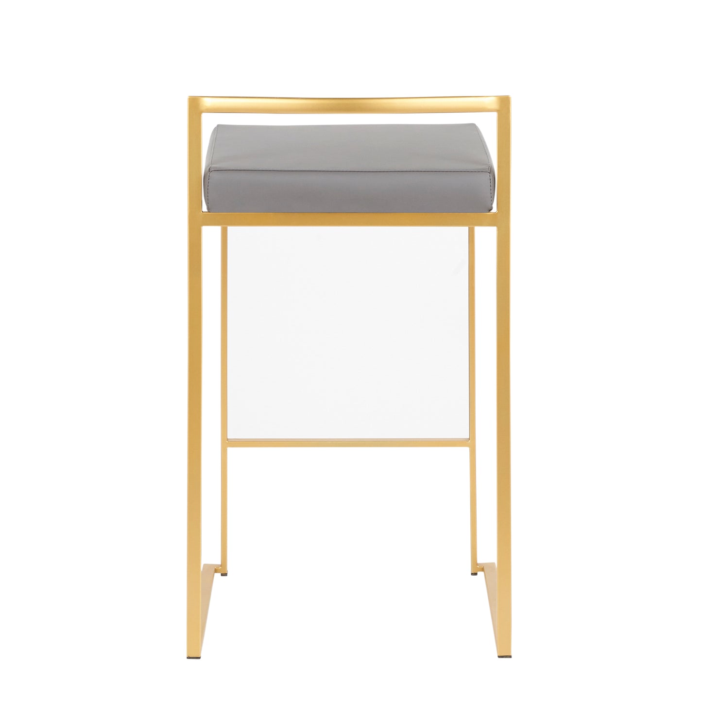 Fuji Contemporary Counter Stool in Gold with Grey Faux Leather by LumiSource - Set of 2