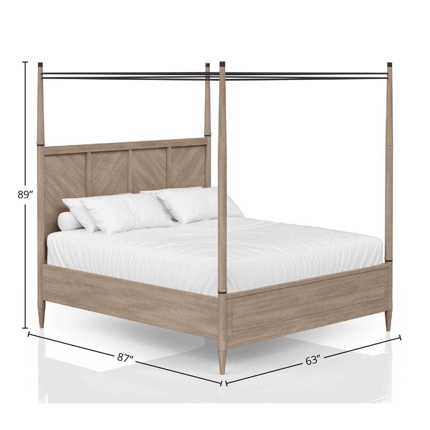 Queen Canopy Bed in Sand Finish