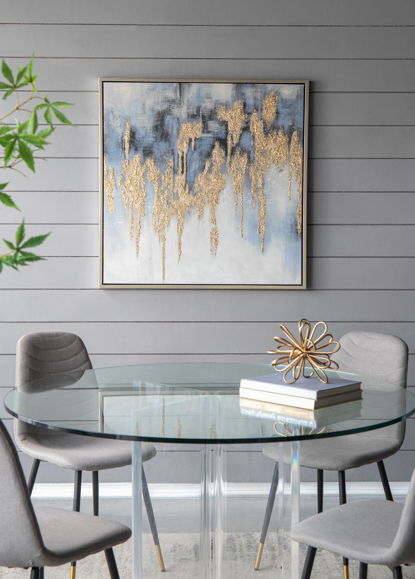 39.5' x 39.5' Modern Oil Painting, Square Framed Wall Art for Living Room Dining Room Office