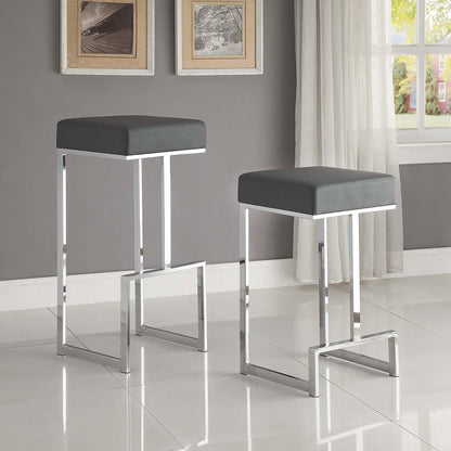 Grey and Chrome Upholstered Bar Stool