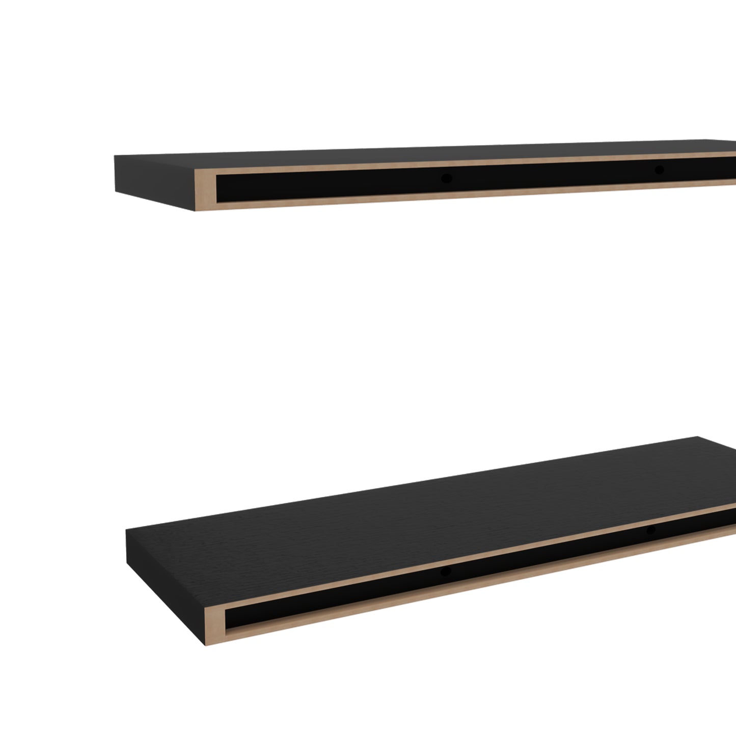 Iva Floating Shelf in Melamine x2, Black