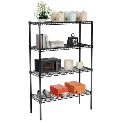 Storage Shelving Unit, Adjustable Metal Wire Racks Heavy Duty Standing Shelf Organizer for Kitchen, Closet, Pantry, Garage, Bathroom, Laundry,4-Tier