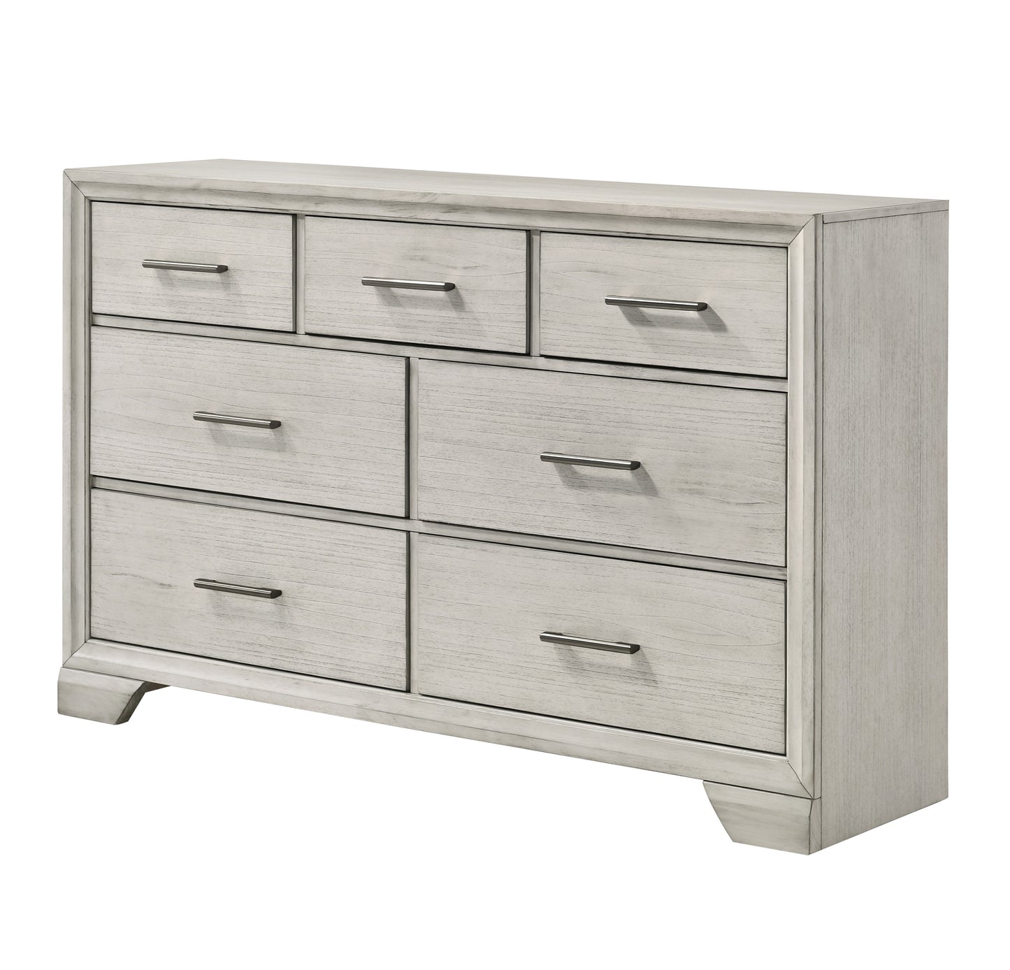 1pc Contemporary Style Storage Drawers Dresser Bedroom Solid Wood Wooden Furniture White Mist Finish