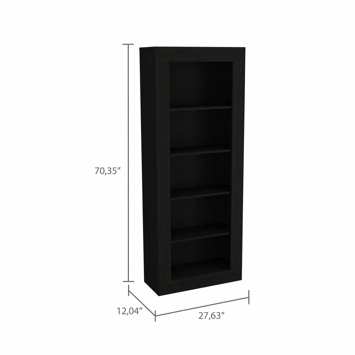 Brighton 5-Shelf Bookcase Black