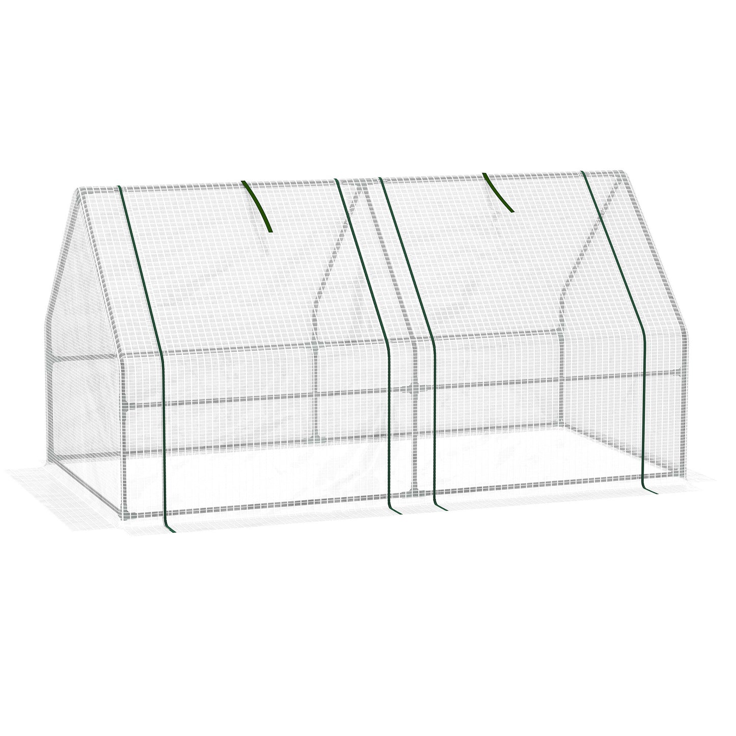 Outsunny 6' x 3' x 3' Portable Mini Greenhouse Outdoor Garden with Large Zipper Doors and Water/UV PE Cover, White