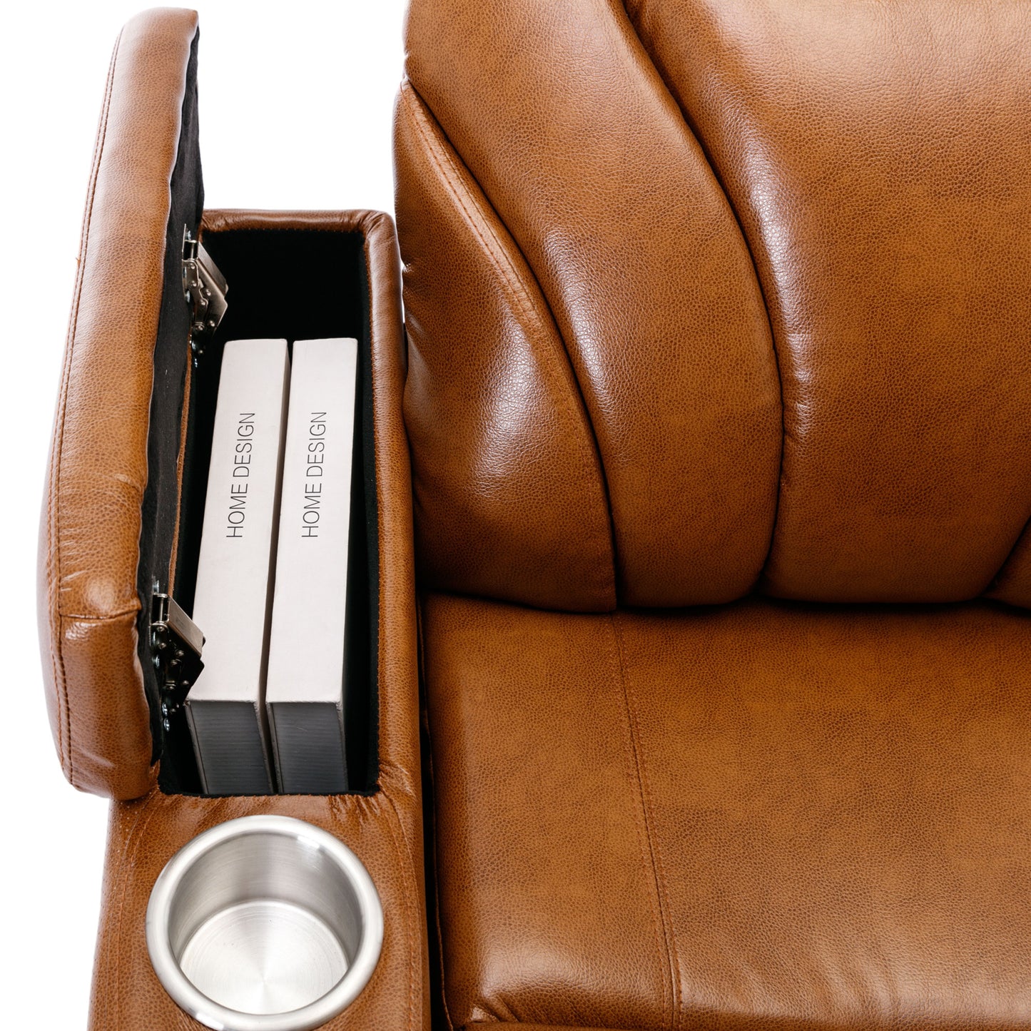 Power Motion Recliner Electric Power Recliner with USB Charging Port, Hidden Arm Storage, Convenient Cup Holder and Bluetooth Speaker,  Light  Brown(Old Sku:SG000800AAS)