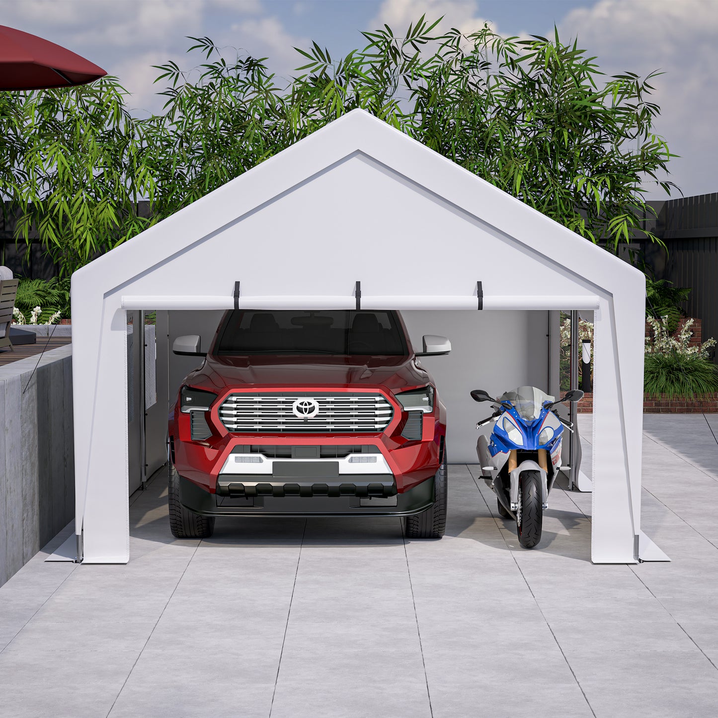 13x20 Heavy Duty Steel Carport Storage Canopy Garage Tent w/ Removable Sidewalls