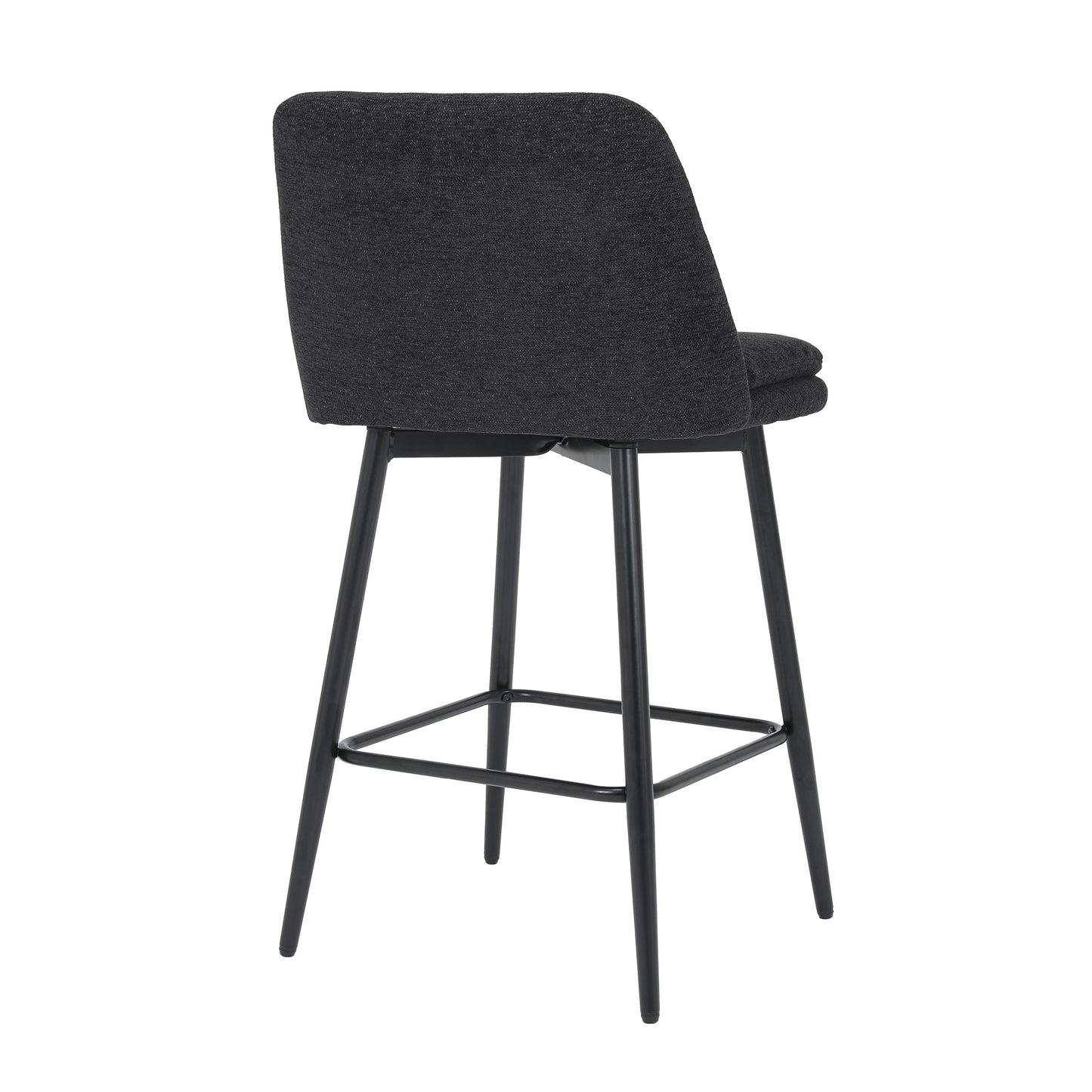 Counter Height Swivel Bar Stools Set of 2, 360° Swivel Upholstered Barstools with Back and Metal Legs, 25.6" Seat Height,Counter Stools for Kitchen Island and Pub,Linen Cloth,Black Linen.