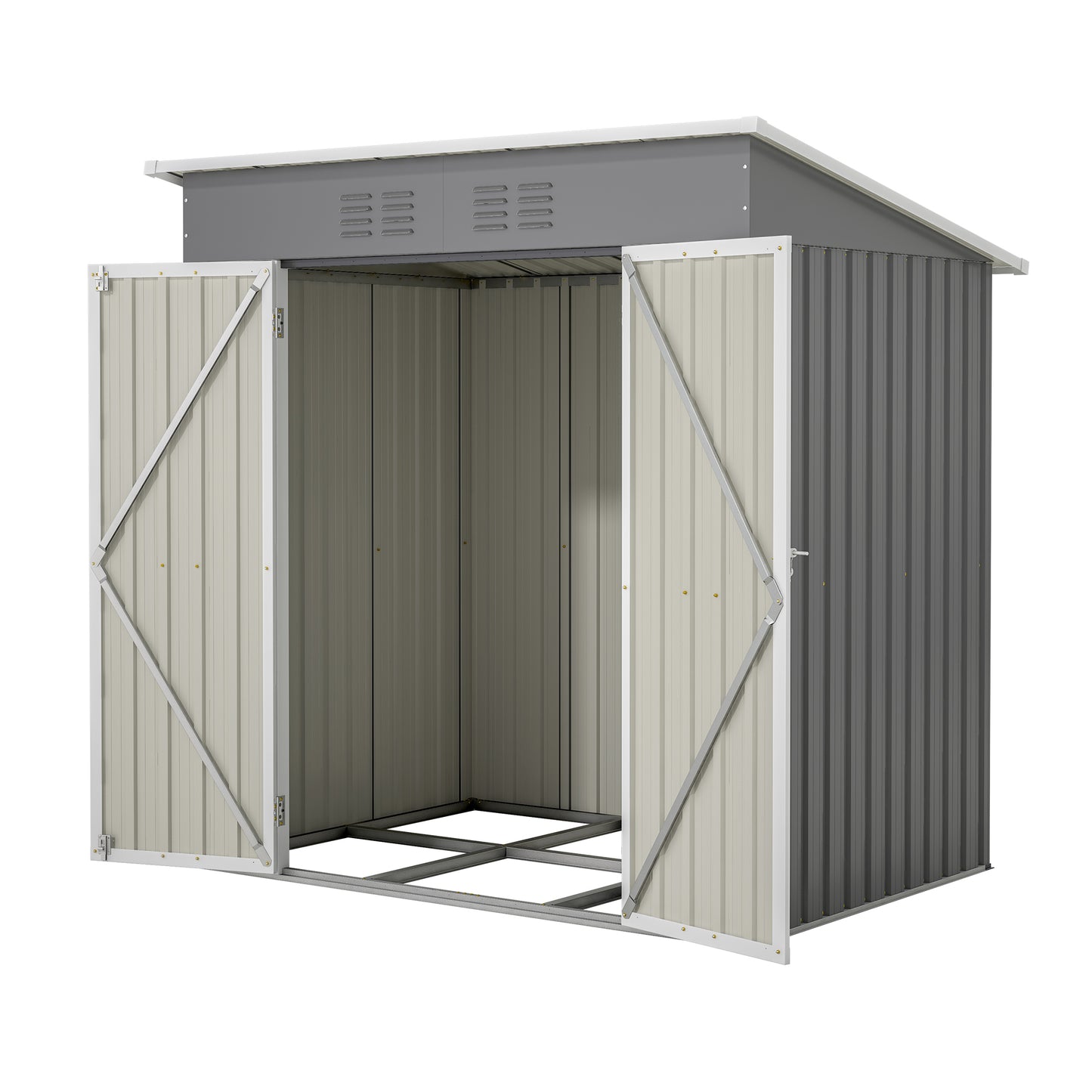 6'x4' Outdoor Metal Storage Shed for Garden Tools Lockable Door