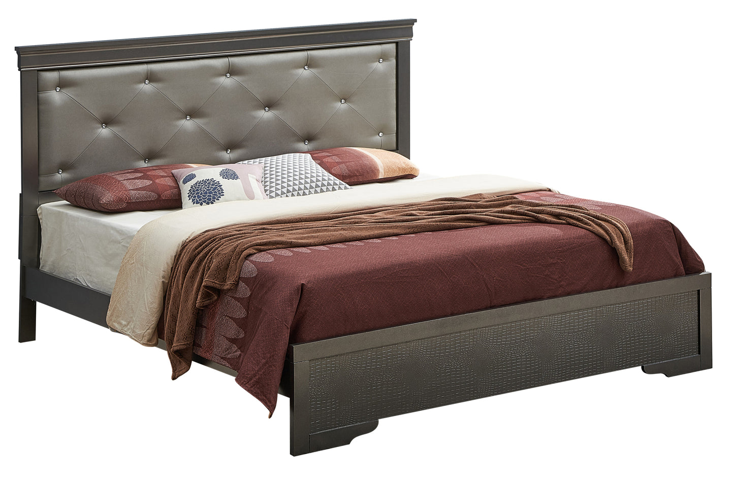 Transitional Queen Bed In Metallic Black