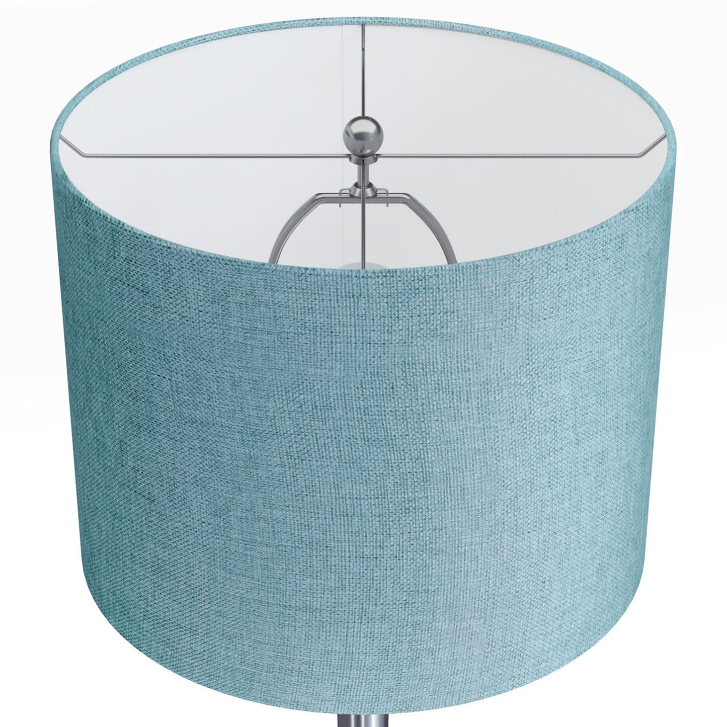 Lenuxe 24" Contemporary Metal Table Lamp in Brushed Nickel with Turquoise Textured Linen Shade from Grandview Gallery by LumiSource - Set of 2