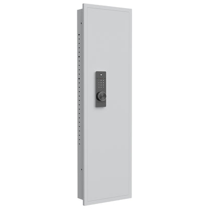 53" Passwod Touch Panel In-Wall Safe,Hidden Wall Gun Safe for Rifles with Adjustable Shelves,Assembled Storage Multifunctional Wall Safe for Firearm and Valuables (White-Digital)