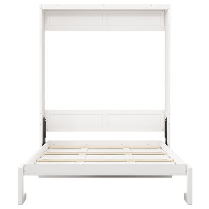 Queen Size Murphy Bed with 2 Side Cabinet Storage Shelves, 68-inch Cabinet Bed Folding Wall Bed with Desk Combo Perfect for Guest Room, Study, Office,White(old sku:BS400192AAC)