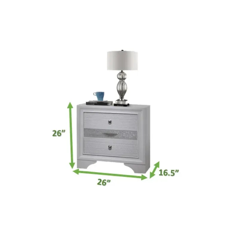 Traditional 2 Drawer Nightstand made with Wood in White