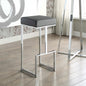 Grey and Chrome Upholstered Bar Stool