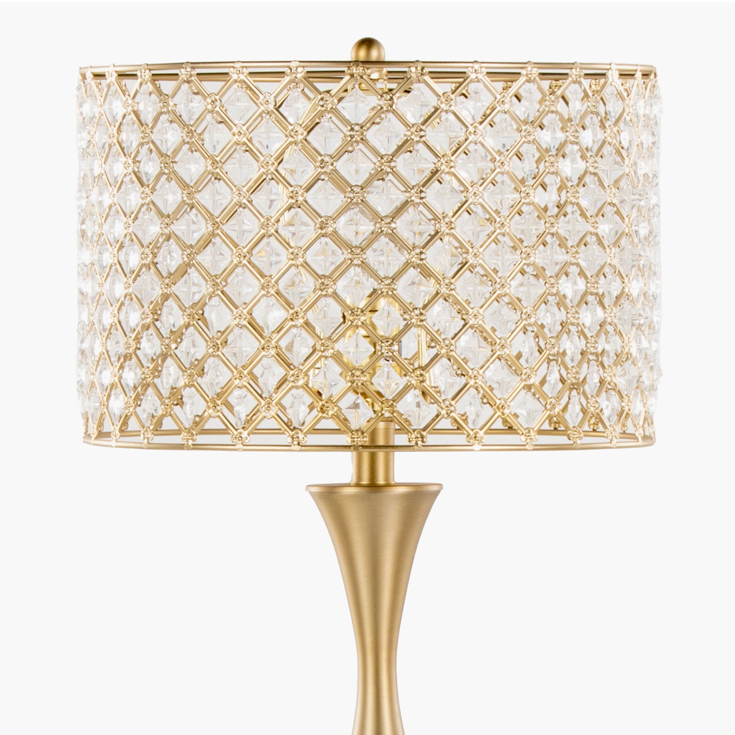 Topaz 27" Glam/Art Deco Metal Table Lamp in Gold Metal with Clear K9 Crystal and Metal Shade from Grandview Gallery by LumiSource