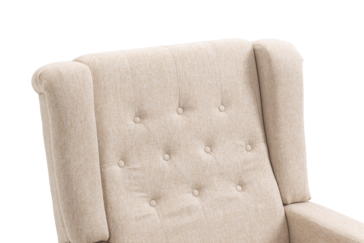 Arm Pushing Recliner Chair, Modern Button Tufted Wingback Push Back Recliner Chair, Living Room Chair Fabric Pushback Manual Single Reclining Sofa Home Theater Seating for Bedroom,Khaki Yelkow