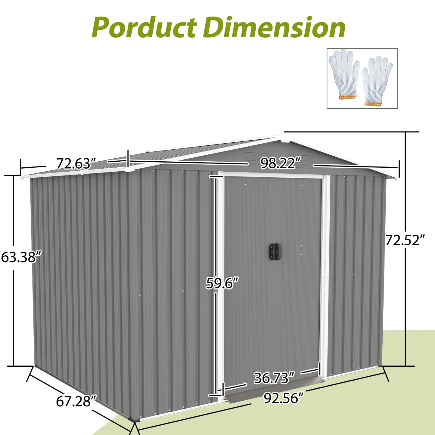 8x6 FT Outdoor Tool Storage Shed with Metal Foundation & Lockable Doors,  All Weather Metal Sheds for Garden, Patio, Backyard, Lawn, Gray