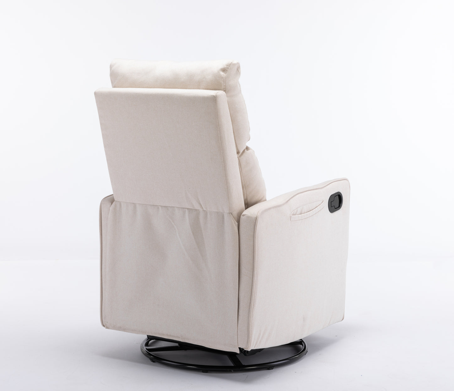 038-Cotton Linen Fabric Swivel Rocking Chair Glider Rocker Recliner Nursery Chair With Adjustable Back And Footrest For Living Room Indoor,Beige