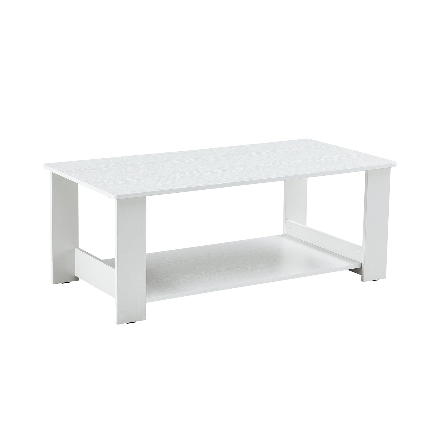 A modern and practical white coffee table. The double layered coffee table is made of MDF material,. Suitable for living room, bedroom, and study.CT-16