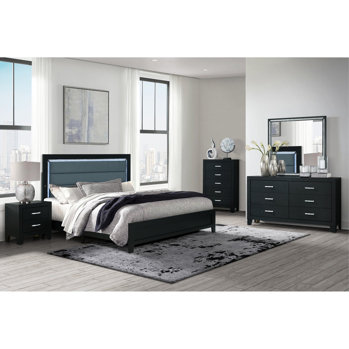 CARLOS BLACK 5PC QUEEN BEDROOM SET