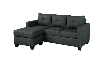 Unique Style Dark Gray Color 1pc Reversible Sofa Chaise Lenin-Like Fabric Upholstered Track Arms Tufted Sectional Sofa