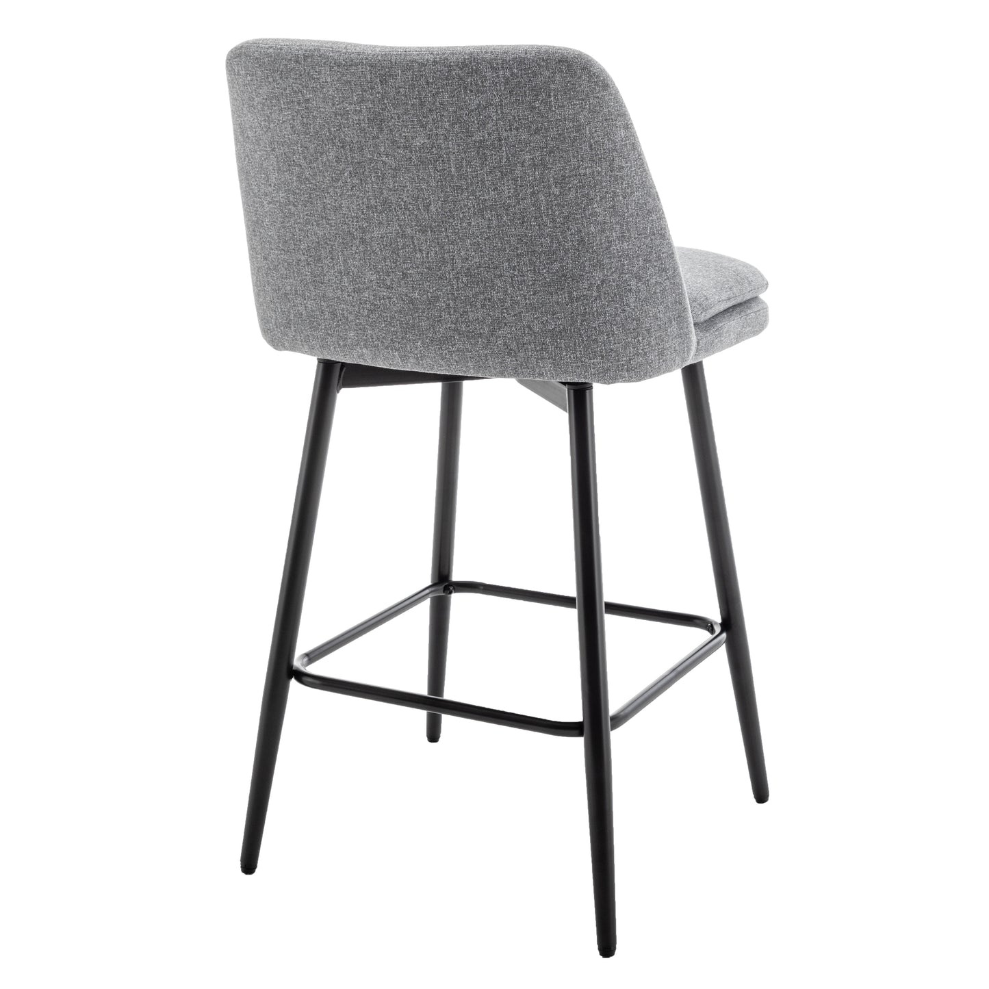 Counter Height Swivel Bar Stools Set of 2, 360° Swivel Upholstered Barstools with Back and Metal Legs, 25.6" Seat Height,Counter Stools for Kitchen Island and Pub,Linen Cloth,Grey