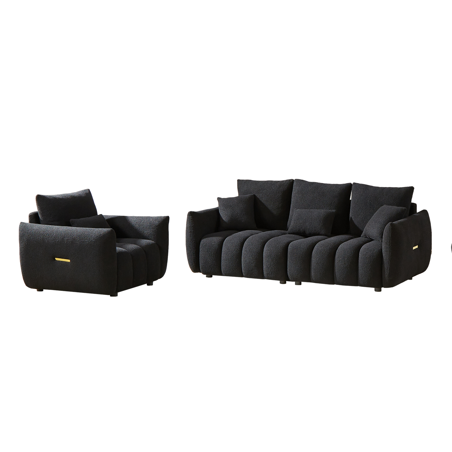 3 Seater + 1 Seater Combo Sofa Modern Living Room Sofa, Teddy Sofa, Wooden Frame, 4 Cushions, Apartment Sofa Furniture