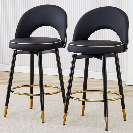 360 ° rotatable bar chair.Modern PU comfortable upholstered bar chair with smooth and beautiful metal legs for dining room, kitchen, terrace and guest office chair .