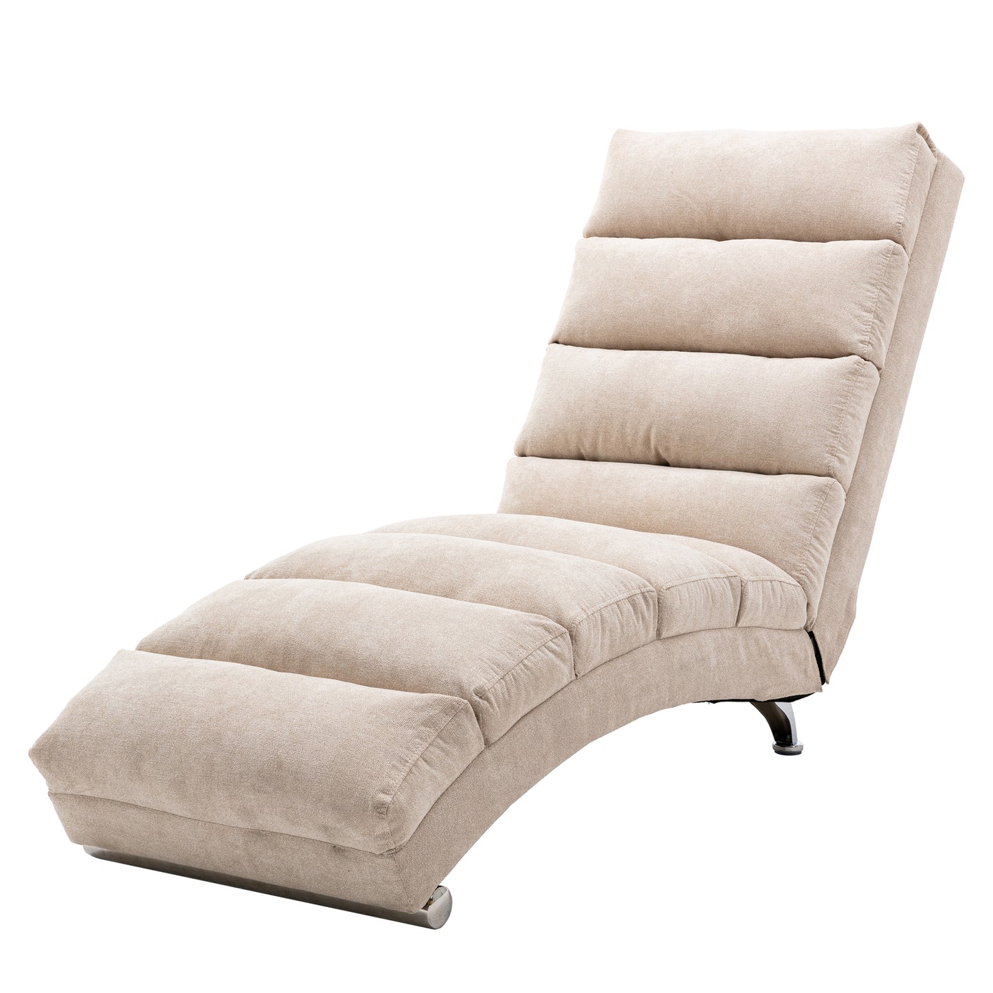 COOLMORE Linen Massage Chaise Lounge Indoor with Remote Control,Ergonomic Electric Massage Long Lounger with 5 Modes for Office, Living Room,Bedroom (Beige)